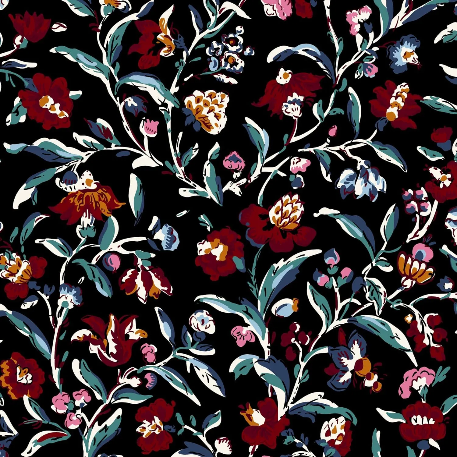 Vera Bradley Cotton Ultimate Travel Makeup Organizer Case, Perennials Noir