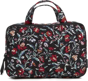 Vera Bradley Cotton Ultimate Travel Makeup Organizer Case, Perennials Noir