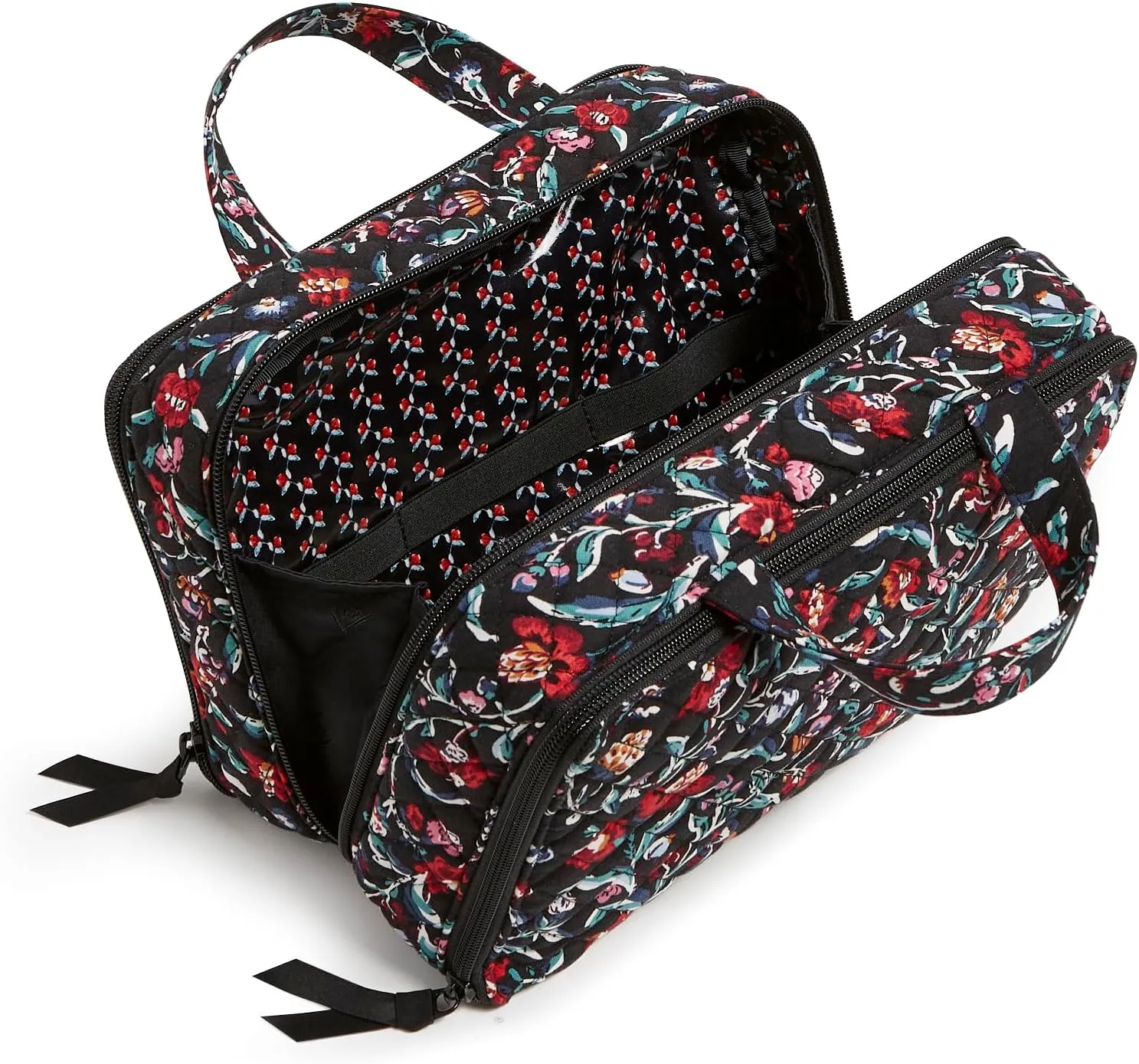 Vera Bradley Cotton Ultimate Travel Makeup Organizer Case, Perennials Noir