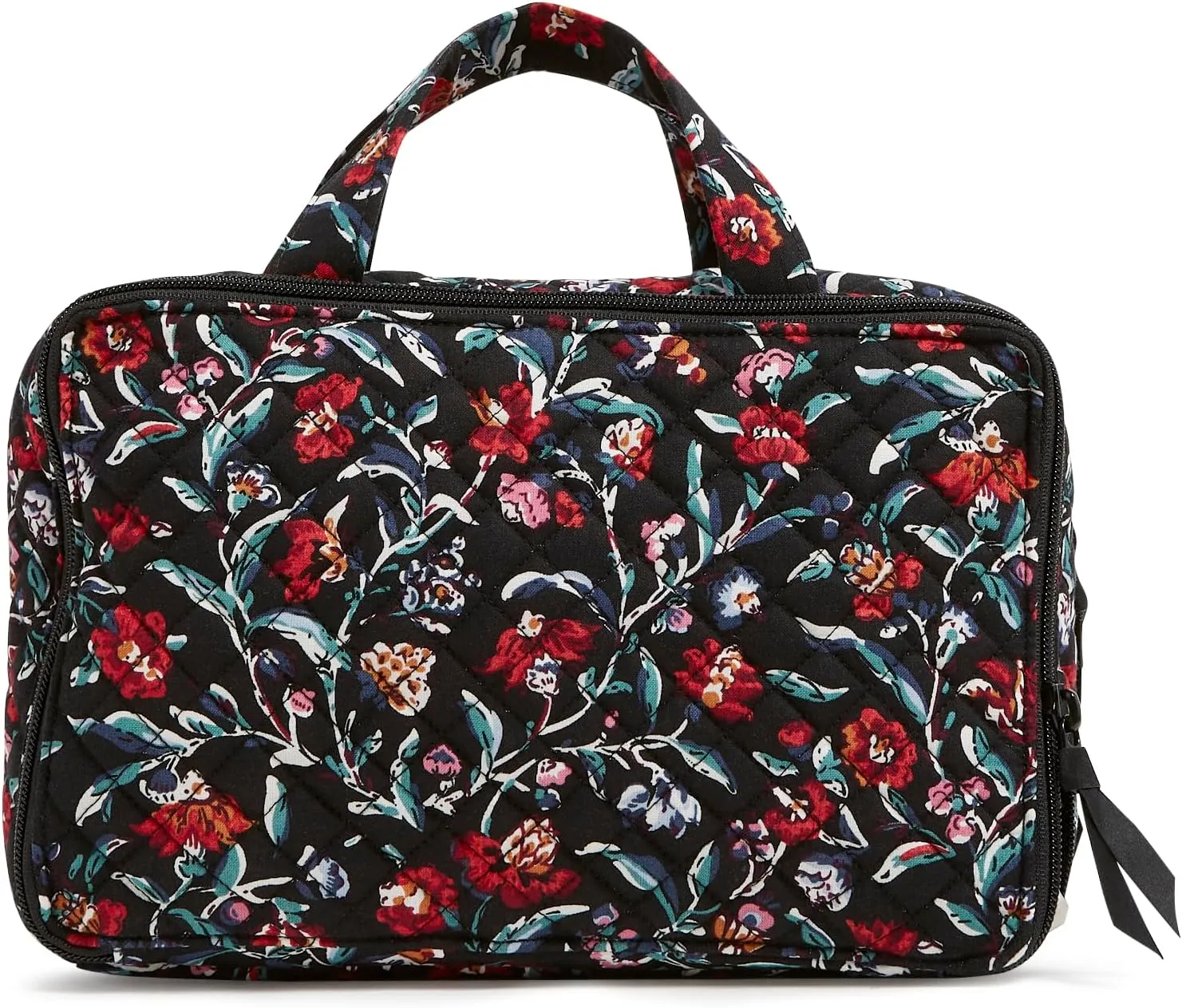 Vera Bradley Cotton Ultimate Travel Makeup Organizer Case, Perennials Noir