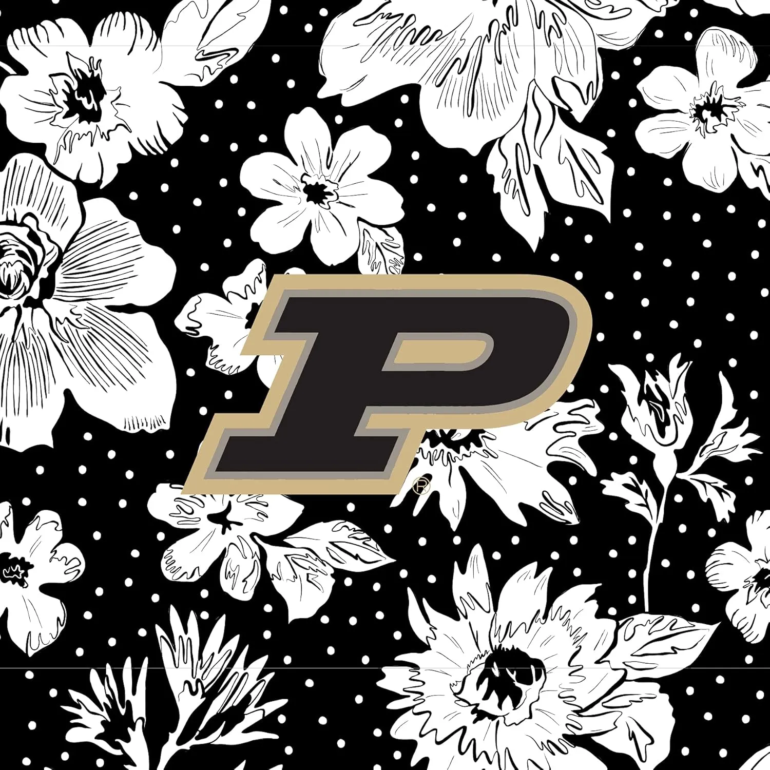 Vera Bradley Women's Cotton Collegiate Large Travel Duffle Bag (Multiple Teams Available), Purdue University Black/White Rain Garden - Recycled Cotton, One Size