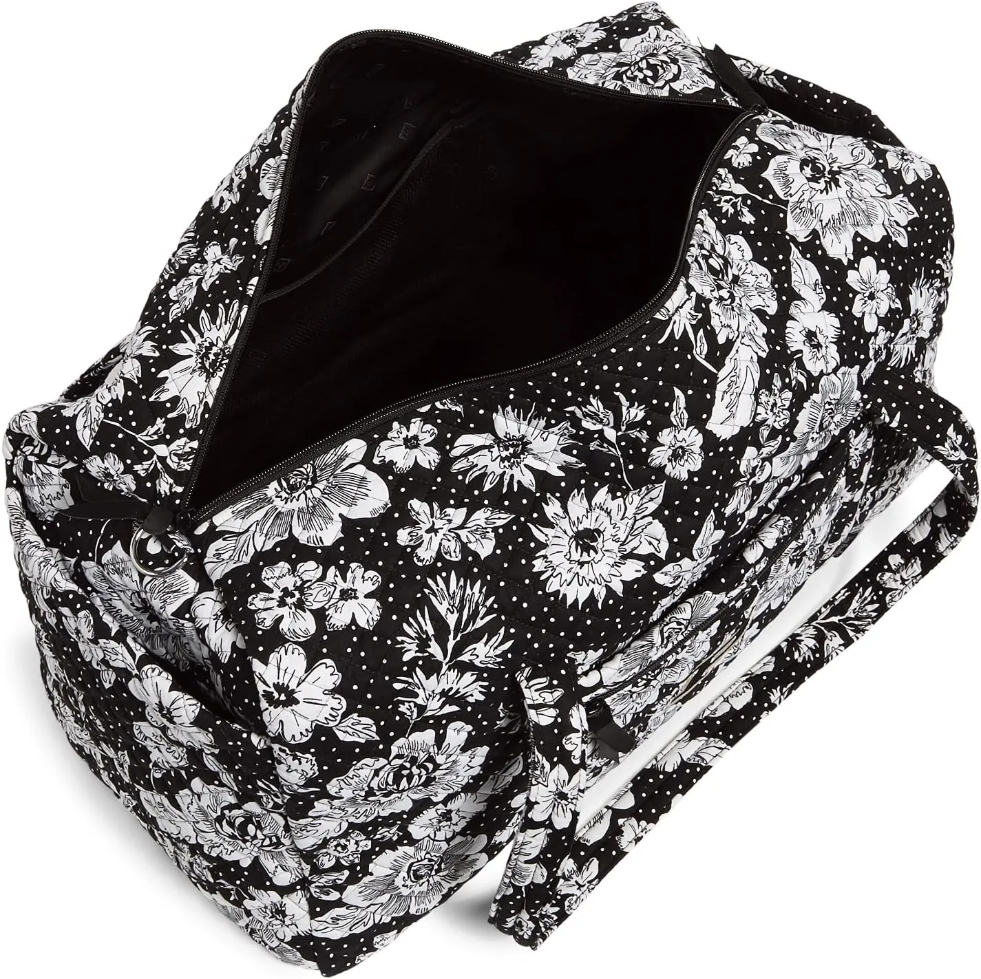 Vera Bradley Women's Cotton Collegiate Large Travel Duffle Bag (Multiple Teams Available), Purdue University Black/White Rain Garden - Recycled Cotton, One Size