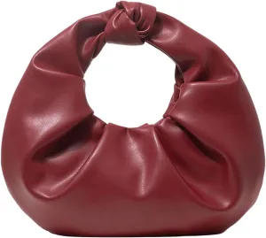 Verdusa Women's Vintage Ruched Evening Bags Knotted Top Handle Faux Leather Clutch Purses