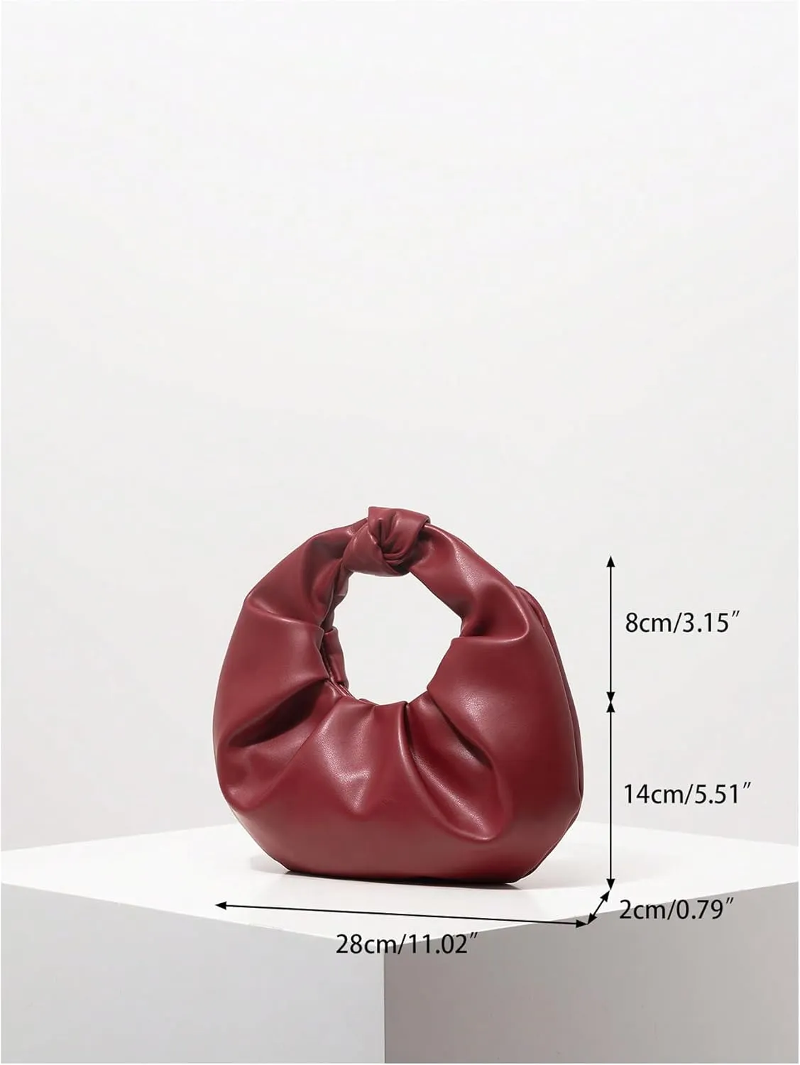 Verdusa Women's Vintage Ruched Evening Bags Knotted Top Handle Faux Leather Clutch Purses