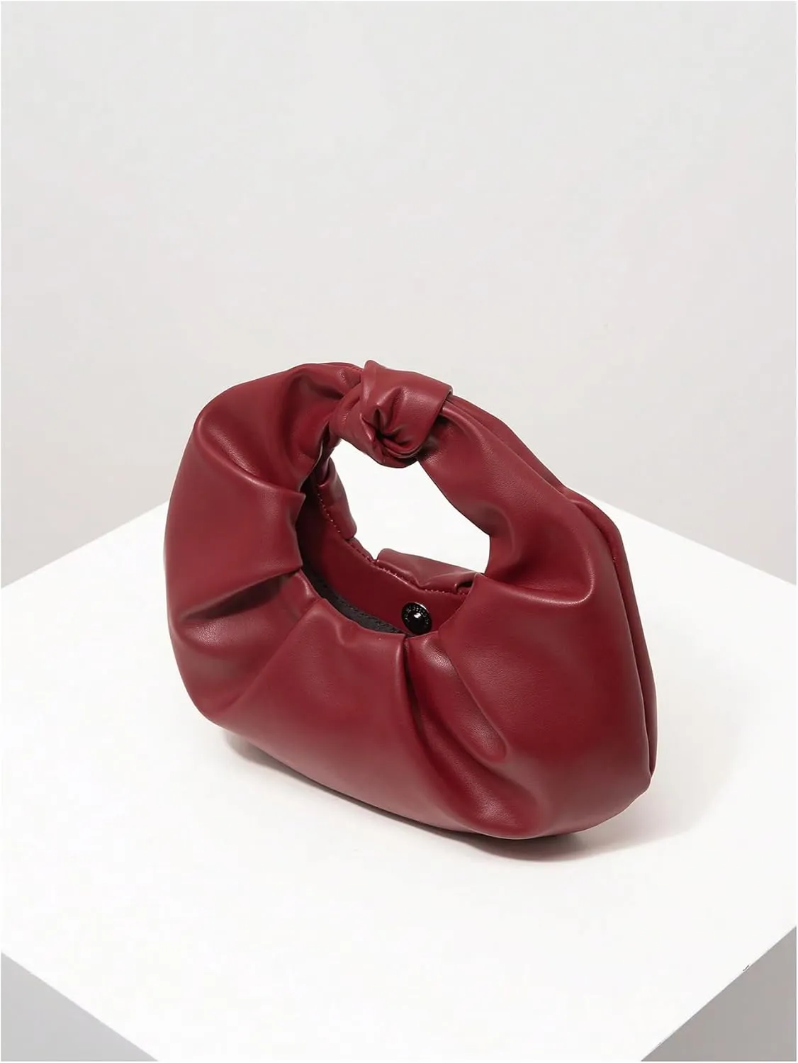Verdusa Women's Vintage Ruched Evening Bags Knotted Top Handle Faux Leather Clutch Purses
