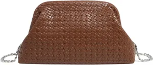 Verdusa Women's Vintage Woven Bag Metal Chain Leather Shoulder Handbags