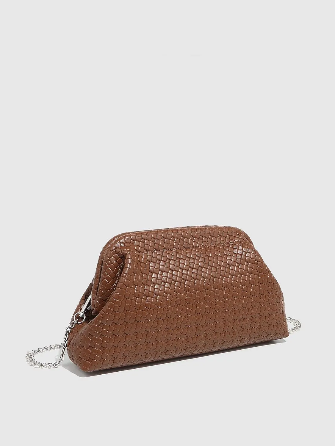 Verdusa Women's Vintage Woven Bag Metal Chain Leather Shoulder Handbags