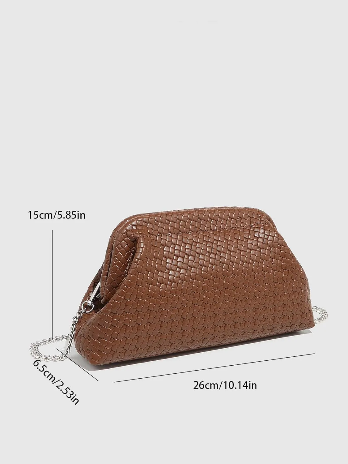 Verdusa Women's Vintage Woven Bag Metal Chain Leather Shoulder Handbags