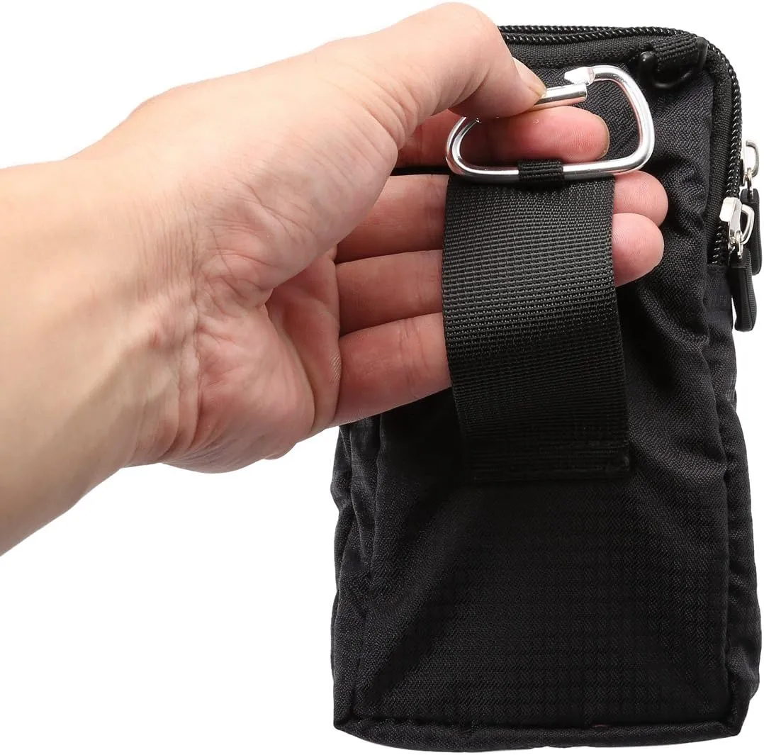 Vertical Cell Phone Waist Pouch Men, Cell Phone Shoulder Holster Men, Outdoor Sport Cellphone Shoulder Messenger Bag Smartphone Belt Clip Holder Waist Pack Carrying Case with Belt Loop Carabiner