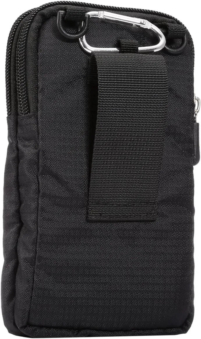Vertical Cell Phone Waist Pouch Men, Cell Phone Shoulder Holster Men, Outdoor Sport Cellphone Shoulder Messenger Bag Smartphone Belt Clip Holder Waist Pack Carrying Case with Belt Loop Carabiner