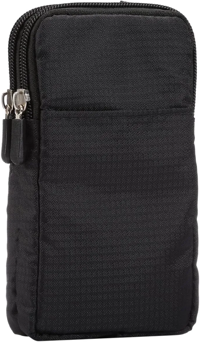 Vertical Cell Phone Waist Pouch Men, Cell Phone Shoulder Holster Men, Outdoor Sport Cellphone Shoulder Messenger Bag Smartphone Belt Clip Holder Waist Pack Carrying Case with Belt Loop Carabiner