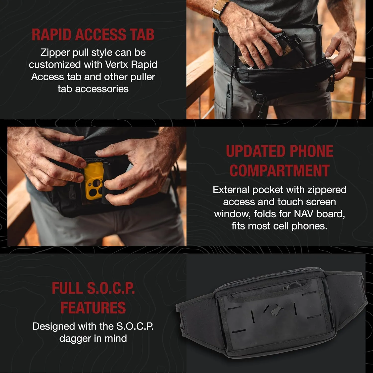 Vertx S.O.C.P. Tactical Fanny Pack, CCW Crossbody Waist Bag for Men and Women, Concealed Carry, EDC, Travel, Work