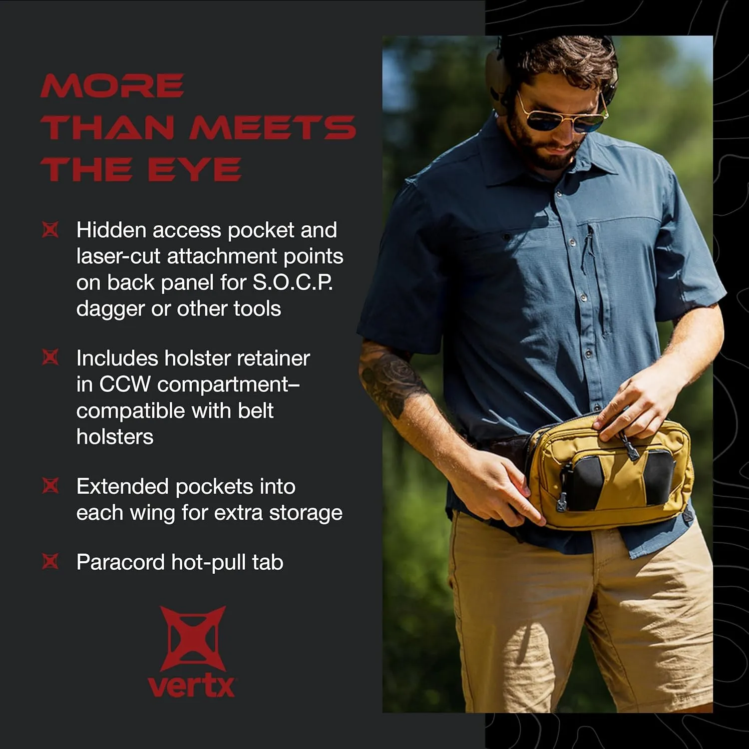 Vertx S.O.C.P. Tactical Fanny Pack, CCW Crossbody Waist Bag for Men and Women, Concealed Carry, EDC, Travel, Work