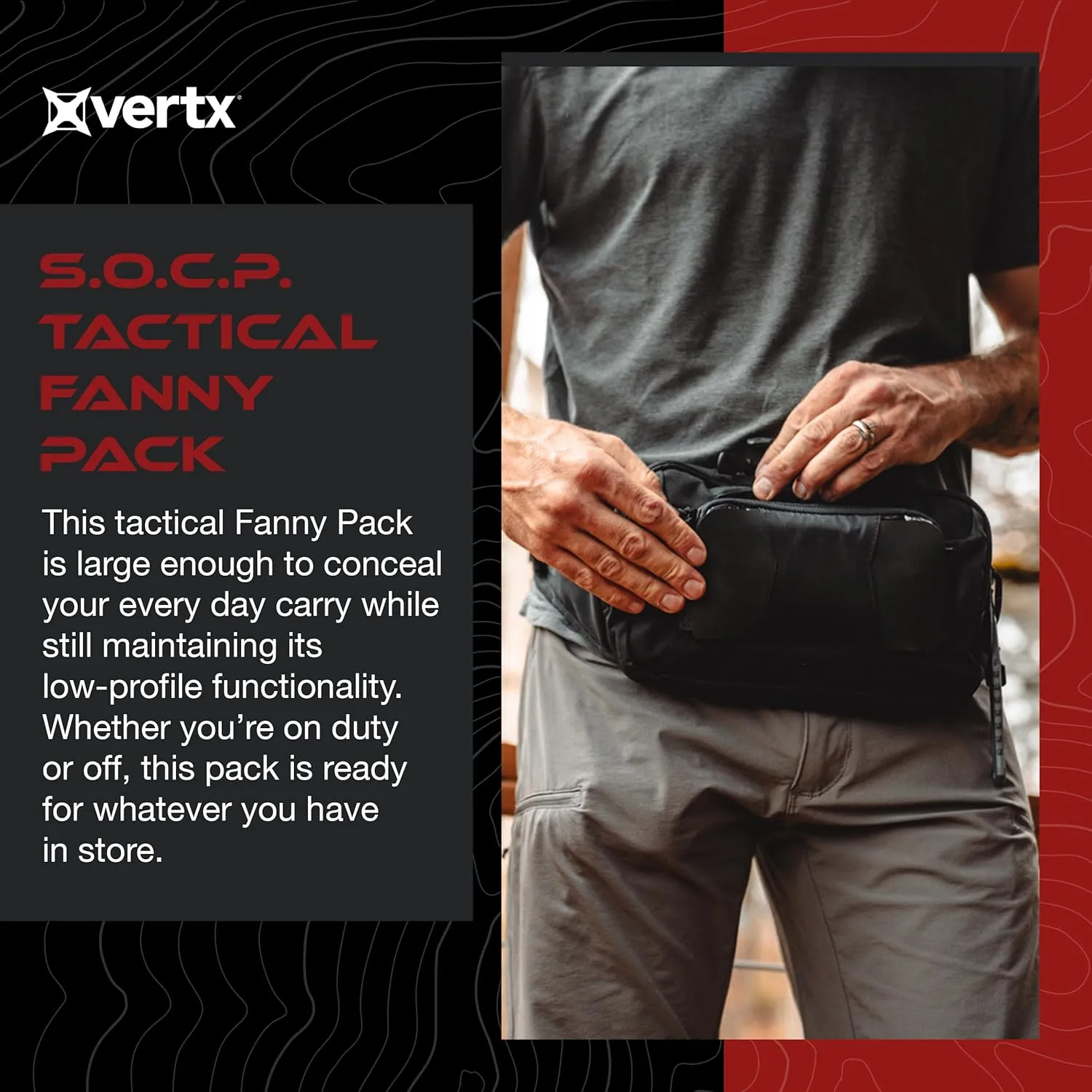 Vertx S.O.C.P. Tactical Fanny Pack, CCW Crossbody Waist Bag for Men and Women, Concealed Carry, EDC, Travel, Work