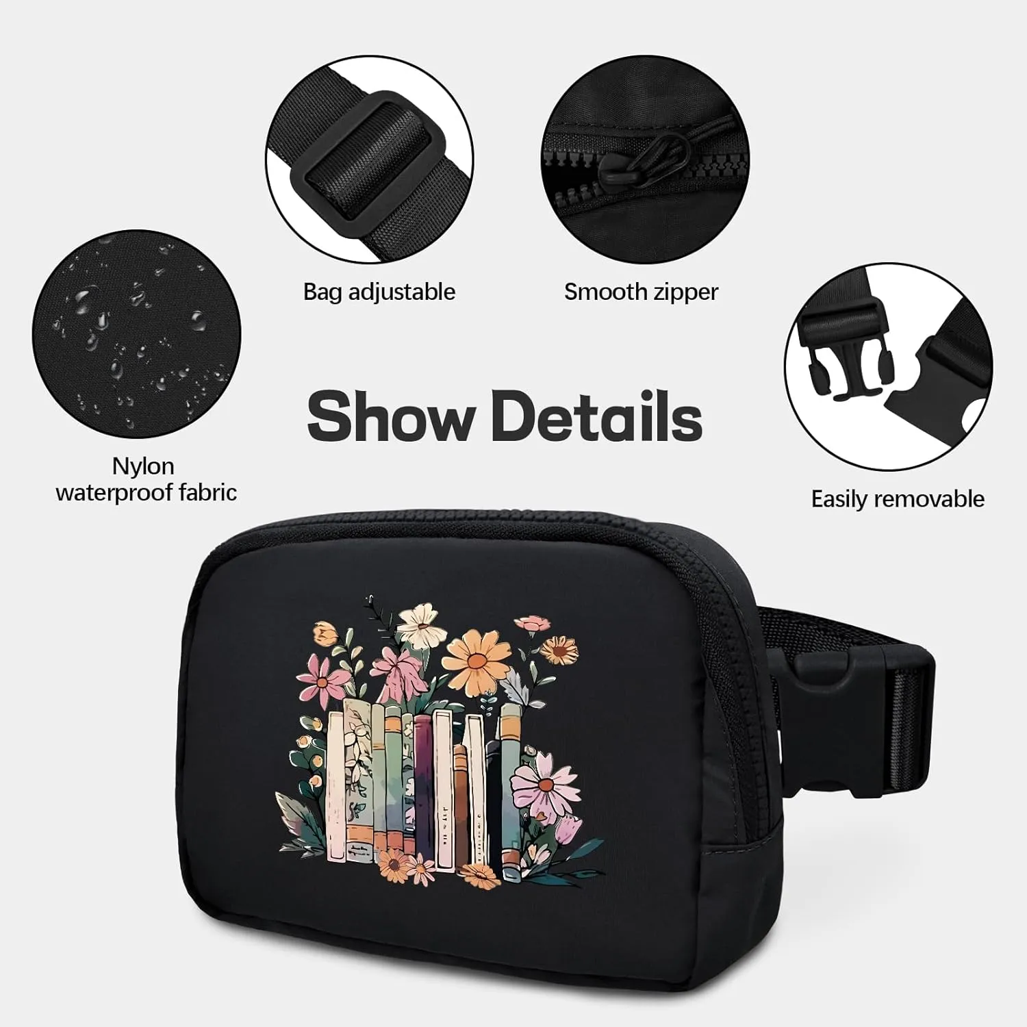 viewm Belt Bag for Women, Waterproof Fanny Packs for Women Men Fanny Pack Crossbody Bags for Women with Adjustable Strap for Travel Fitness Running Hiking