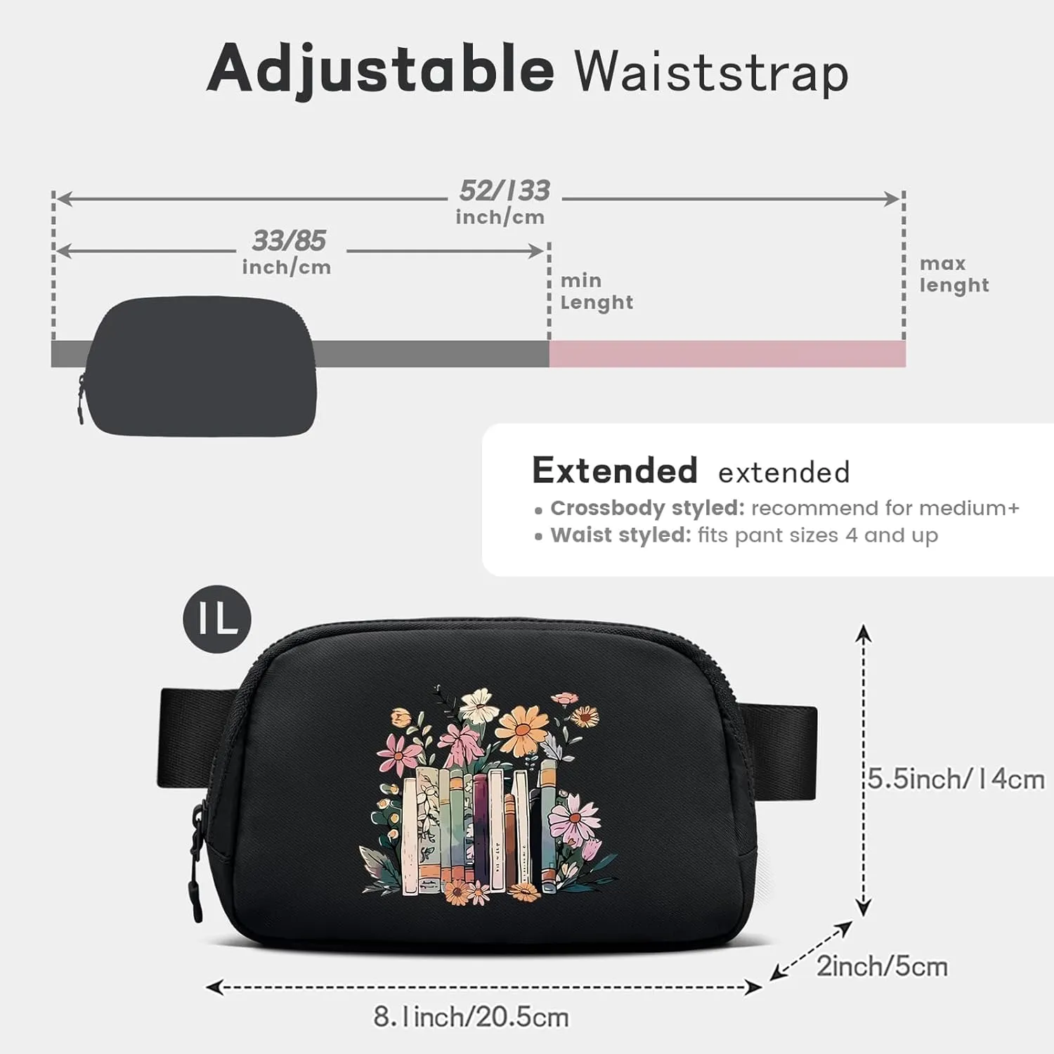 viewm Belt Bag for Women, Waterproof Fanny Packs for Women Men Fanny Pack Crossbody Bags for Women with Adjustable Strap for Travel Fitness Running Hiking