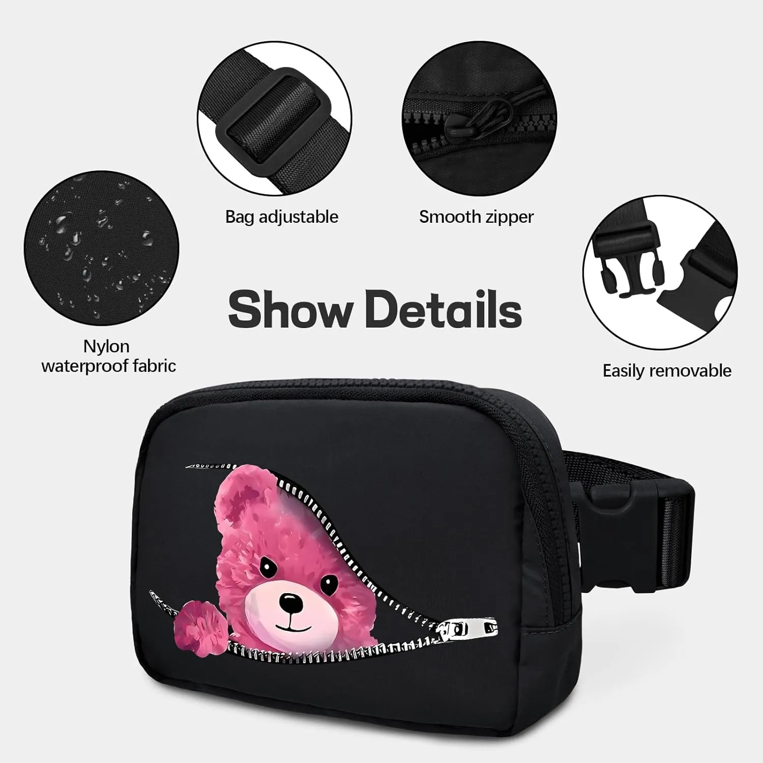 viewm Belt Bag for Women, Waterproof Fanny Packs for Women Men Fanny Pack Crossbody Bags for Women with Adjustable Strap for Travel Fitness Running Hiking