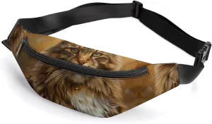 Vintage Cat Oil Painting Crossbody Fanny Pack Waist Packs Adjustable Shoulder Bags Sling Bag for Hiking Running Cycling