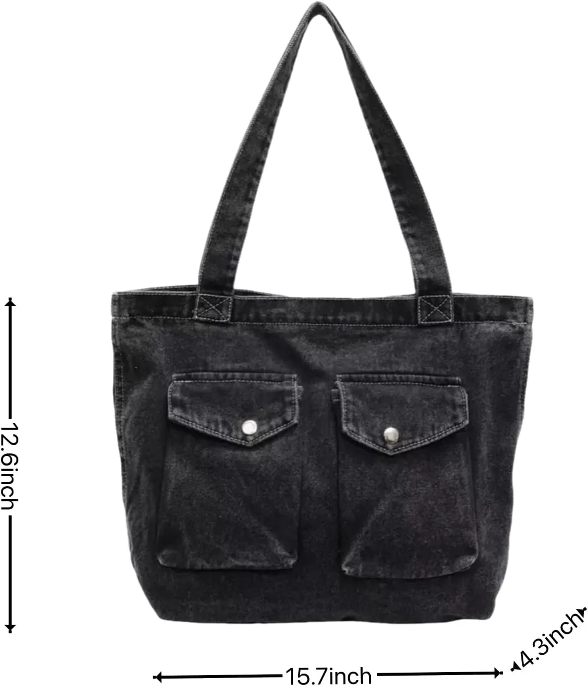 Vintage Denim Tote Handbag for Women Nostalgic Jean Shoulder Bag Purse Casual Top Handle Purse