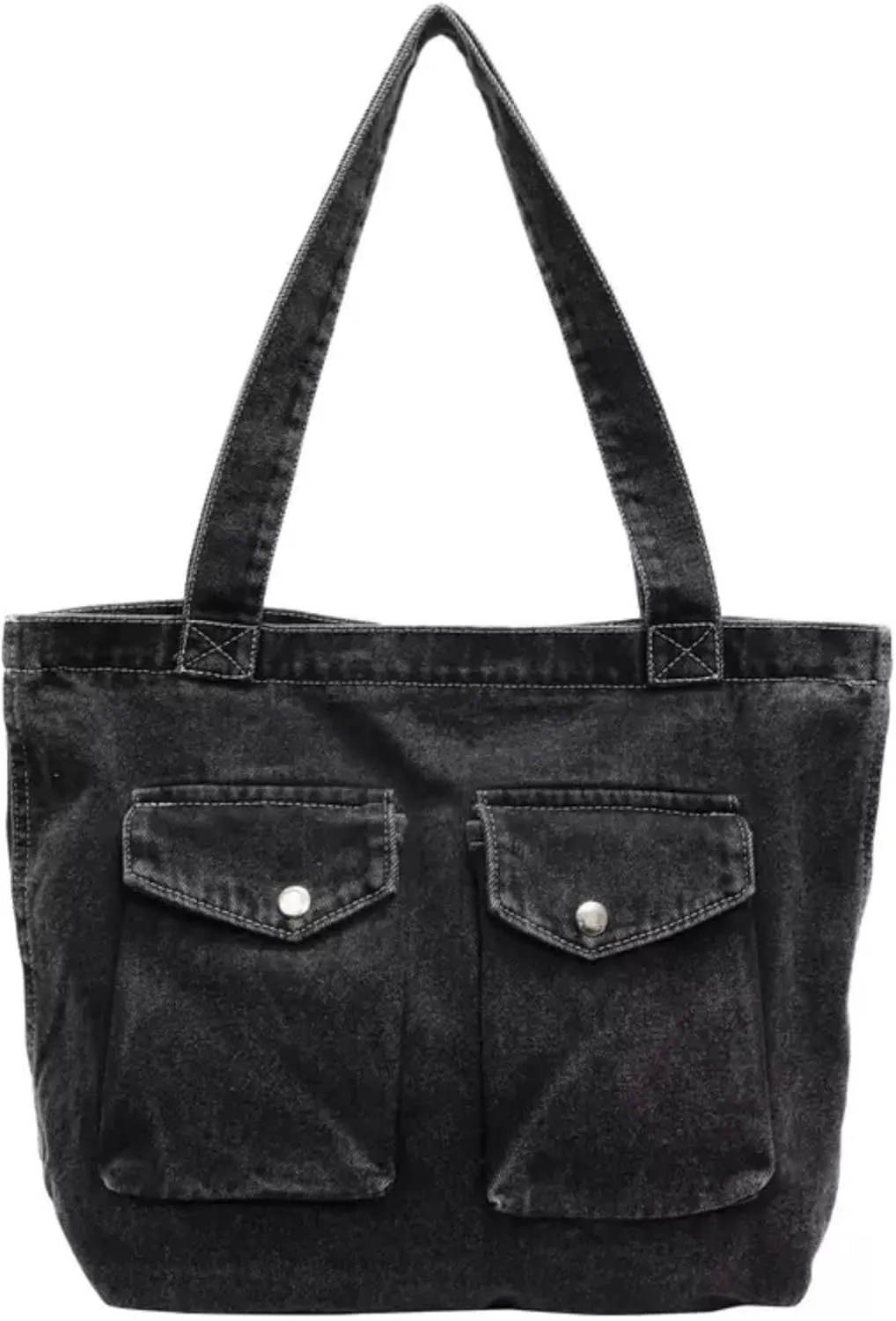 Vintage Denim Tote Handbag for Women Nostalgic Jean Shoulder Bag Purse Casual Top Handle Purse