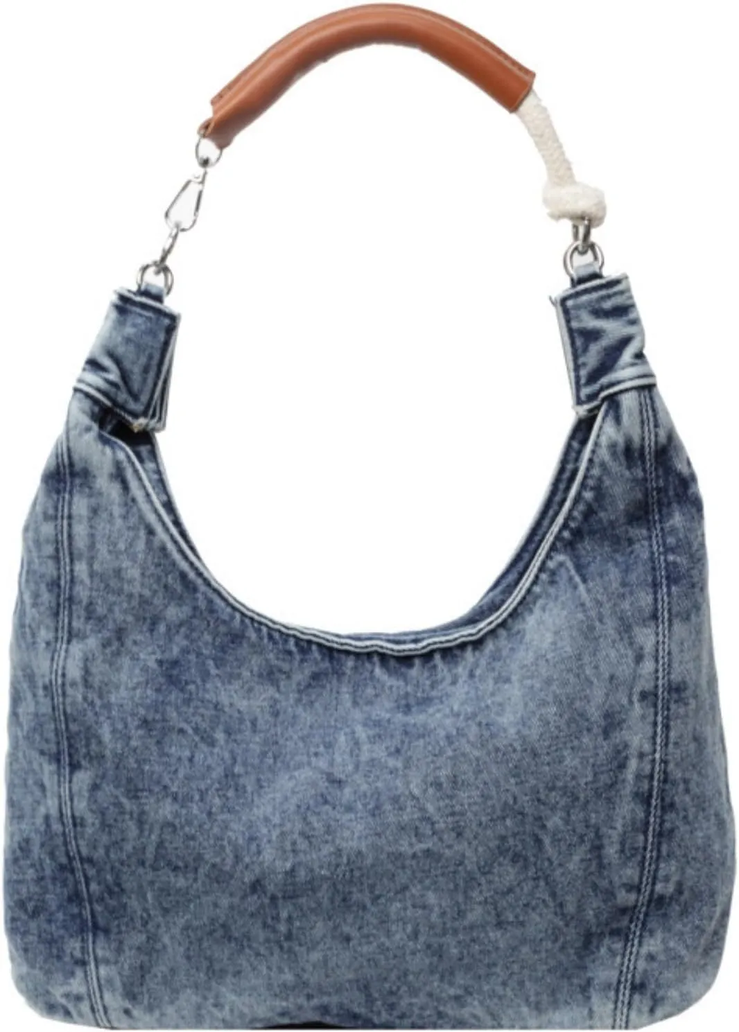 Vintage Denim Tote Handbag for Women Nostalgic Jean Shoulder Bag Purse Casual Top Handle Purse