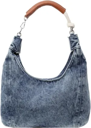 Vintage Denim Tote Handbag for Women Nostalgic Jean Shoulder Bag Purse Casual Top Handle Purse