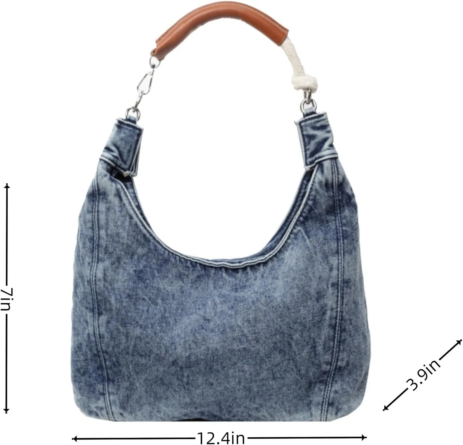 Vintage Denim Tote Handbag for Women Nostalgic Jean Shoulder Bag Purse Casual Top Handle Purse