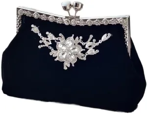 Vintage Diamond-Studded Velvet Cheongsam Clutch Bag For Women Banquet Handbag