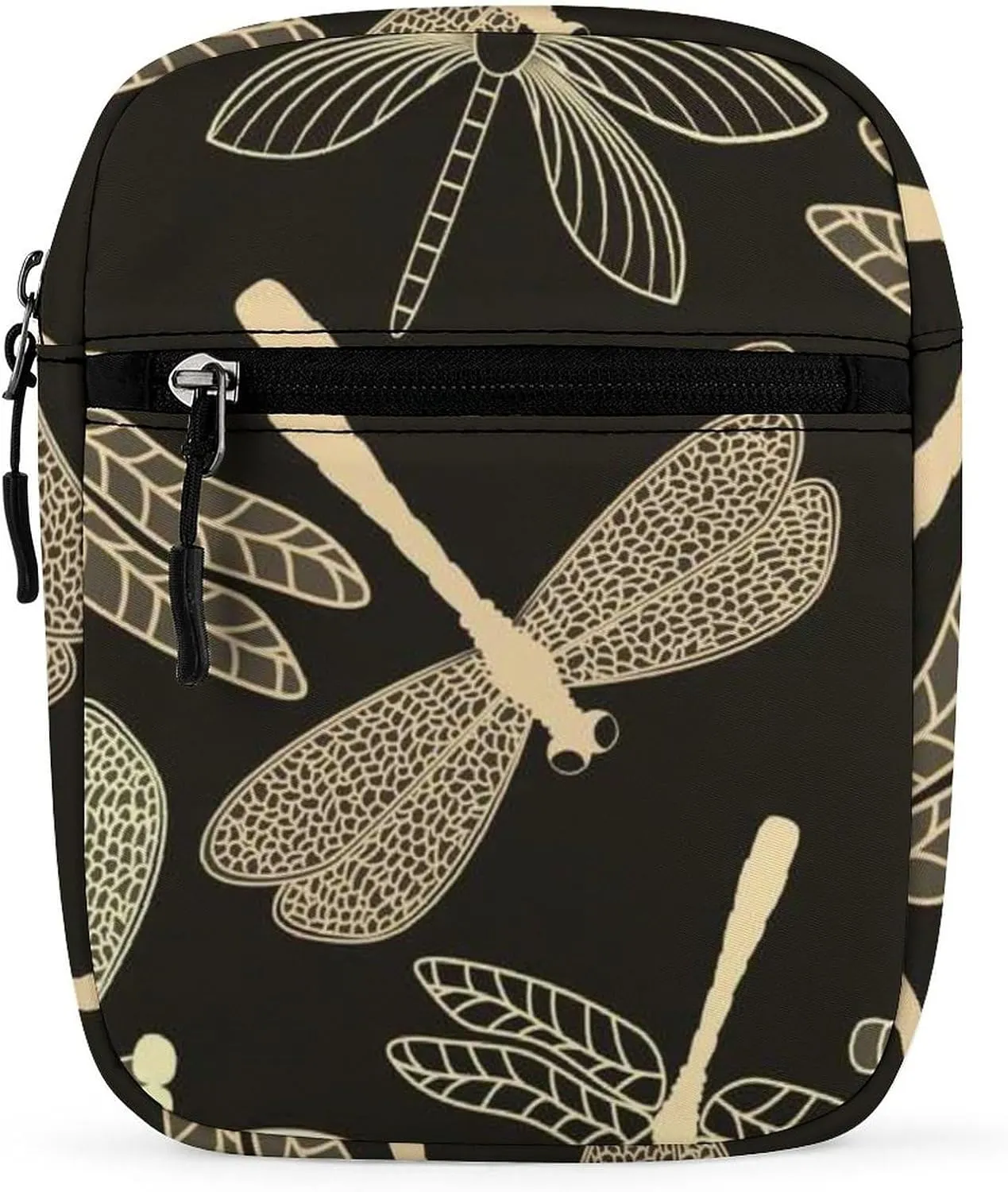 Vintage Dragonflies Seamless On Black Adjustable Fanny Waist Pack Pouch, Waterproof Crossbody Runners Bag Wallet for Gym Hiking Fitness Women Men 6.1 x 2.2 x 7.9 inch