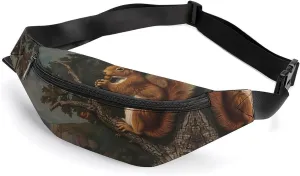 Vintage Squirrel Tree Branches Crossbody Fanny Pack Waist Packs Adjustable Shoulder Bags Sling Bag for Hiking Running Cycling
