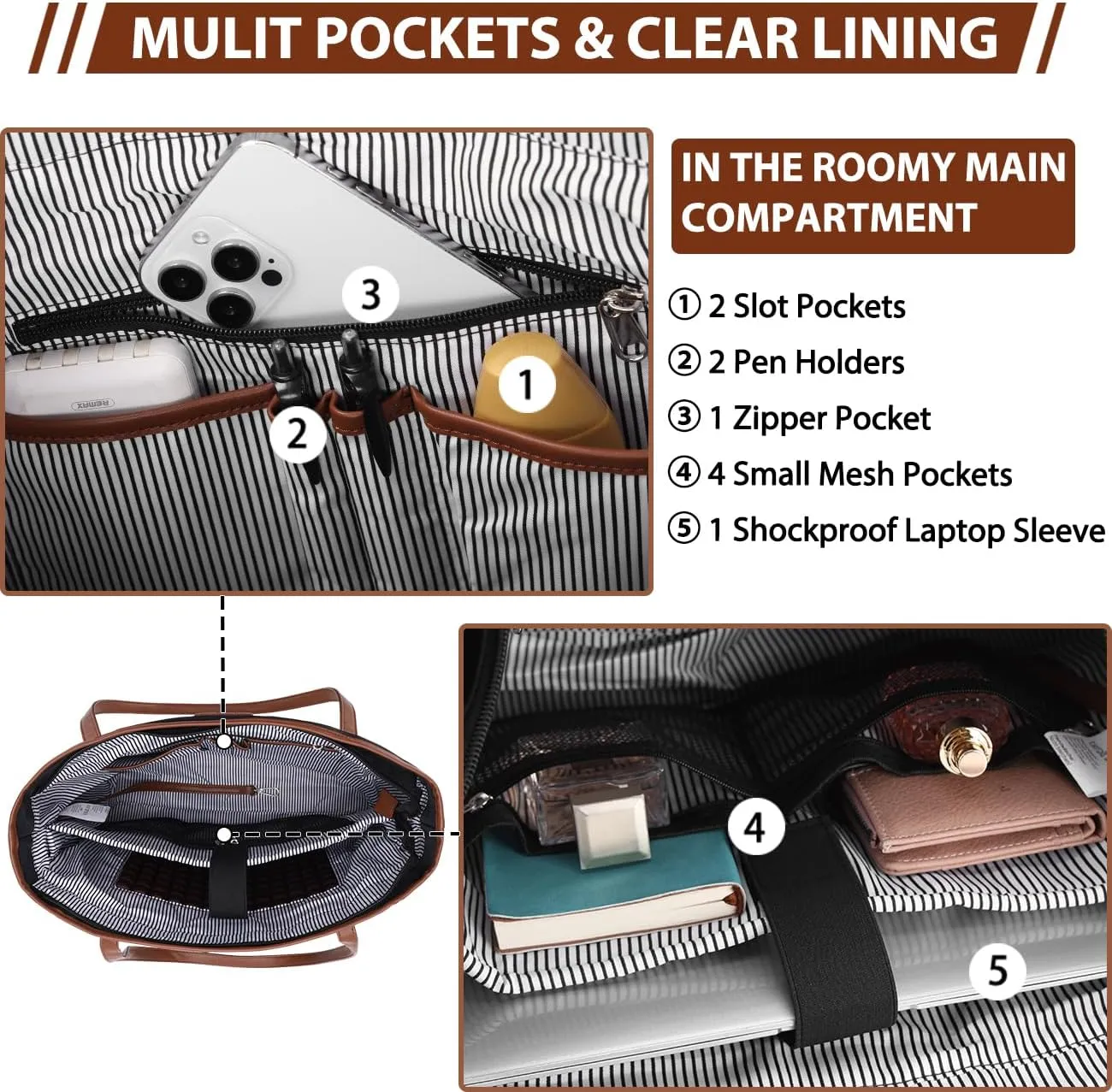VX VONXURY Laptop Bag for Women,15.6 Inch Work Tote Professional Shoulder Handbag Ideal for Business Office