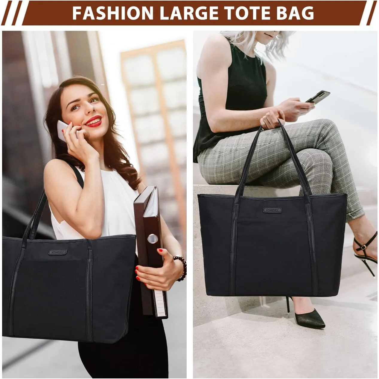 VX VONXURY Laptop Bag for Women,15.6 Inch Work Tote Professional Shoulder Handbag Ideal for Business Office