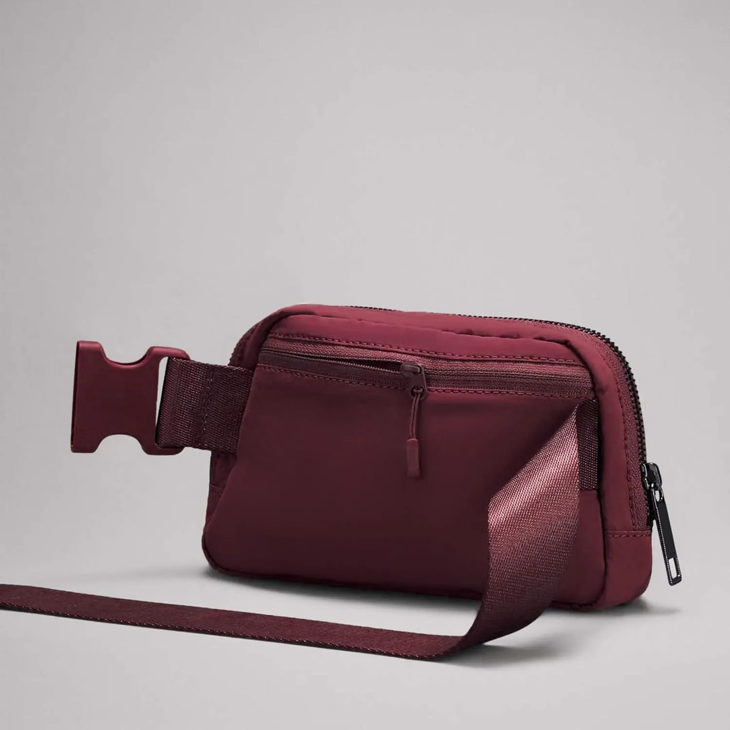 Waist Belt Bag for Women Lulu Dupes Mini Small Crossbody Purse Sling Bag Cute Fashion Waterproof Fanny Pack Over The Shoulder Bags Fashionable Travel Running Belt Pouch Bum Bag Red Merlot