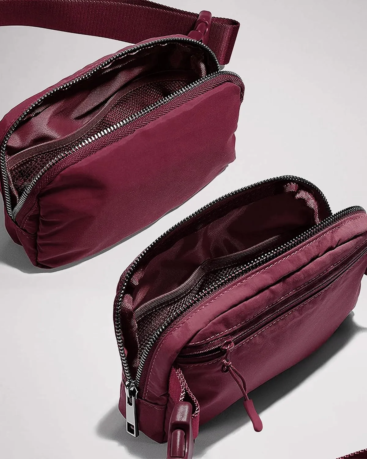 Waist Belt Bag for Women Lulu Dupes Mini Small Crossbody Purse Sling Bag Cute Fashion Waterproof Fanny Pack Over The Shoulder Bags Fashionable Travel Running Belt Pouch Bum Bag Red Merlot