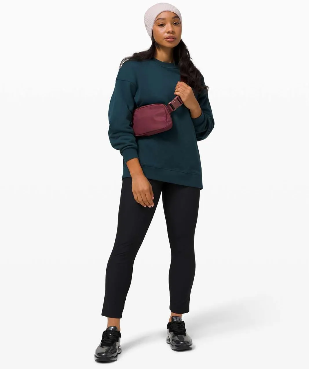 Waist Belt Bag for Women Lulu Dupes Mini Small Crossbody Purse Sling Bag Cute Fashion Waterproof Fanny Pack Over The Shoulder Bags Fashionable Travel Running Belt Pouch Bum Bag Red Merlot