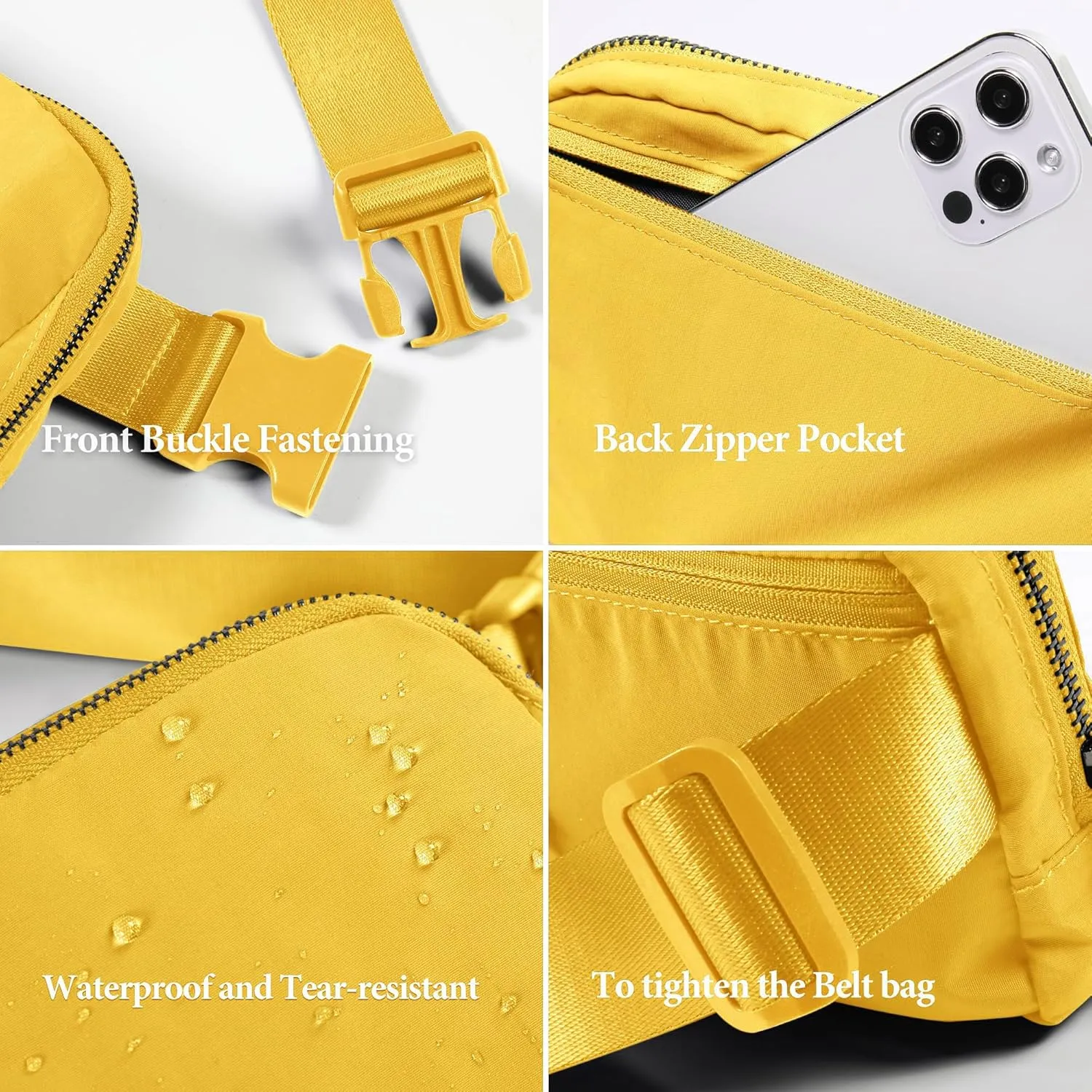 Waist Belt Bag for Women Lulu Dupes Mini Small Crossbody Purse Sling Bag Cute Fashion Waterproof Fanny Pack Over The Shoulder Bags Fashionable Travel Running Belt Pouch Bum Bag Yellow