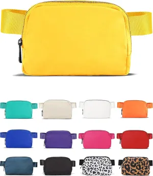 Waist Belt Bag for Women Lulu Dupes Mini Small Crossbody Purse Sling Bag Cute Fashion Waterproof Fanny Pack Over The Shoulder Bags Fashionable Travel Running Belt Pouch Bum Bag Yellow