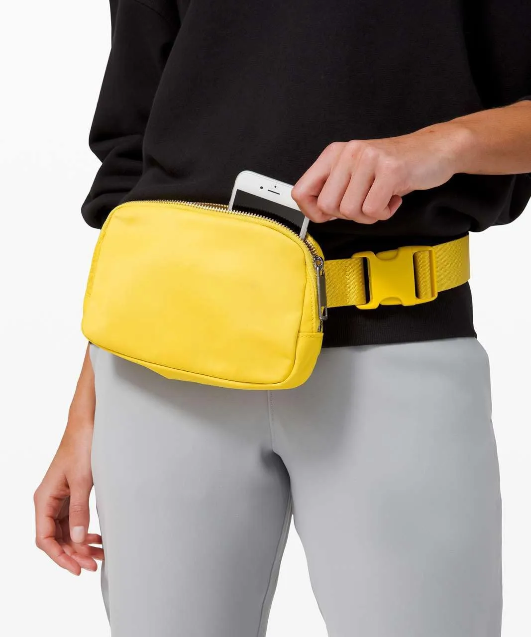 Waist Belt Bag for Women Lulu Dupes Mini Small Crossbody Purse Sling Bag Cute Fashion Waterproof Fanny Pack Over The Shoulder Bags Fashionable Travel Running Belt Pouch Bum Bag Yellow