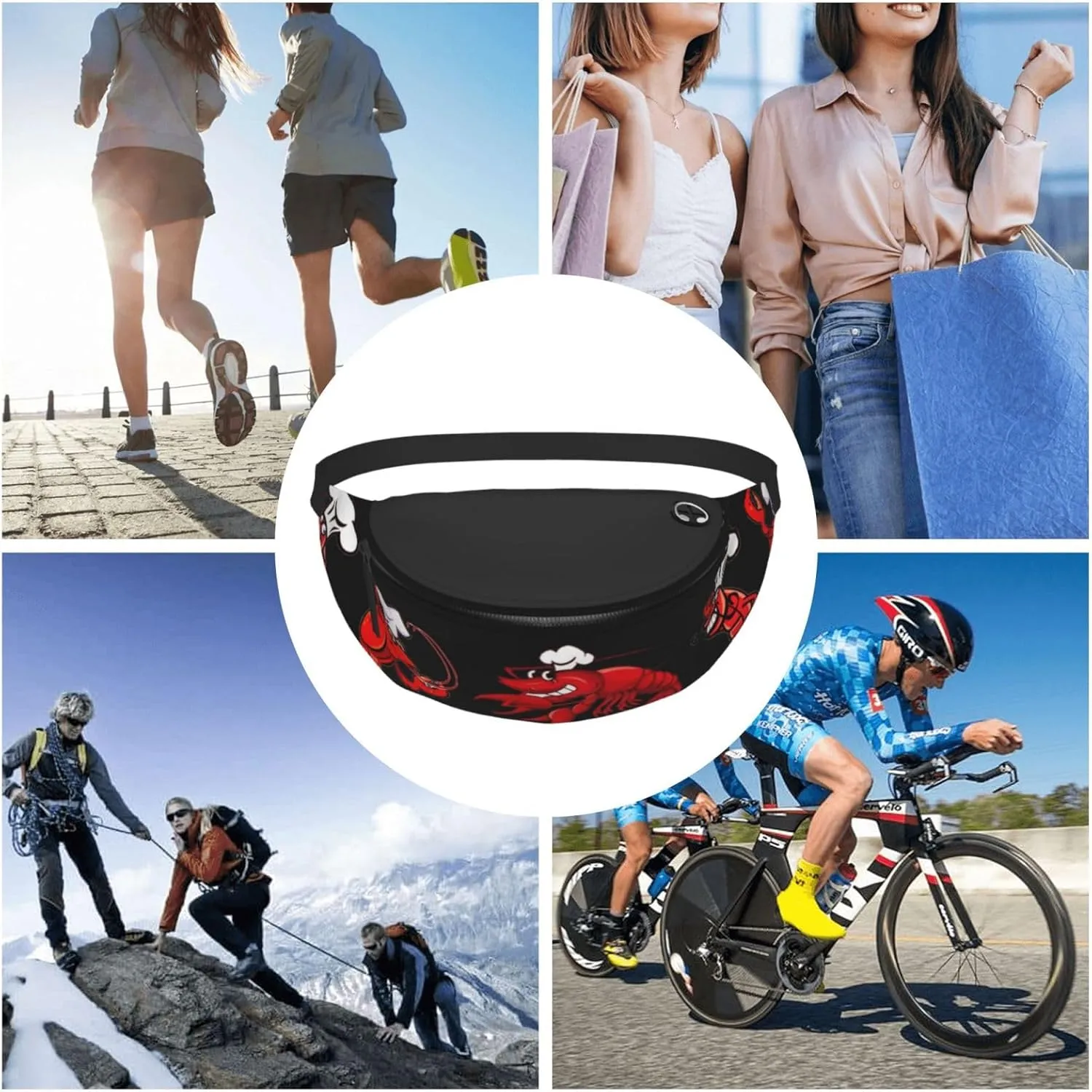 Waist Crawfish Chef Pack Bag For Men Women Fanny Pack With Headphone Jack Adjustable Strap For Workout Traveling Casual Running Enjoy Festival Sports