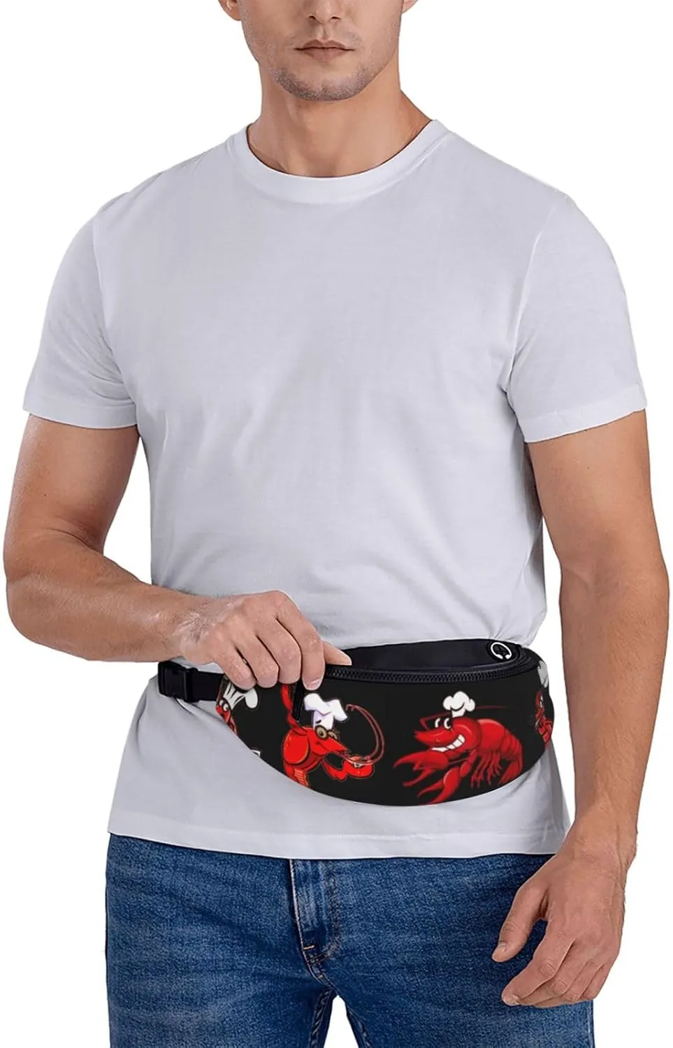 Waist Crawfish Chef Pack Bag For Men Women Fanny Pack With Headphone Jack Adjustable Strap For Workout Traveling Casual Running Enjoy Festival Sports