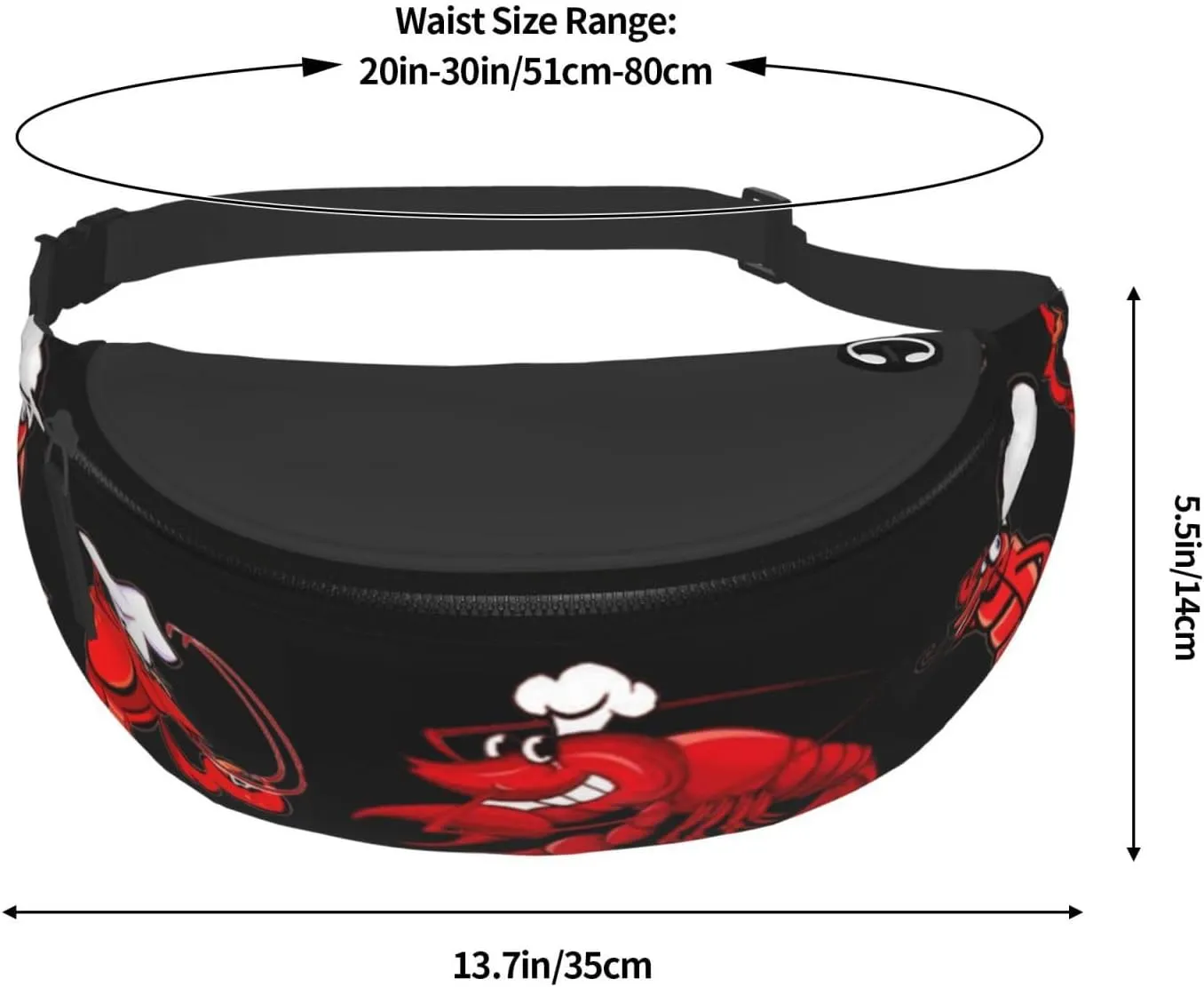 Waist Crawfish Chef Pack Bag For Men Women Fanny Pack With Headphone Jack Adjustable Strap For Workout Traveling Casual Running Enjoy Festival Sports