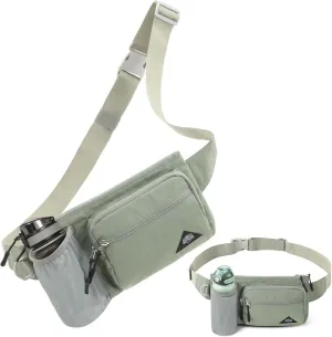 Waist Pack with Water Bottle Holder for Men Women Waist Bag Running Waist Pack Waterproof for Outdoor Travel Cycling Climbing Walking Fit All Phones (Bottle Not Included) (Mint Green)