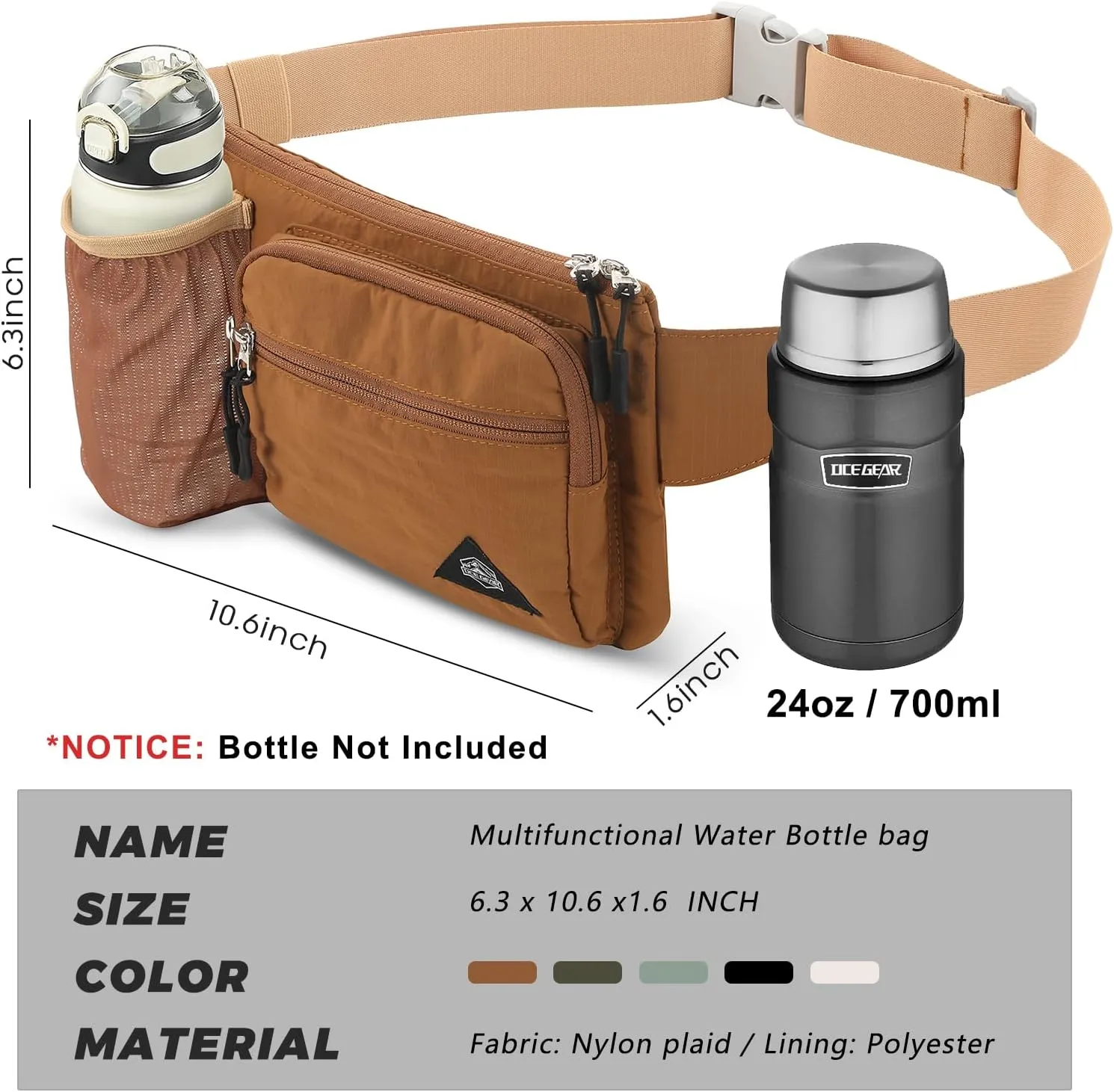 Waist Pack with Water Bottle Holder for Men Women Waist Bag Running Waist Pack Waterproof for Outdoor Travel Cycling Climbing Walking Fit All Phones (Bottle Not Included)(Orange)