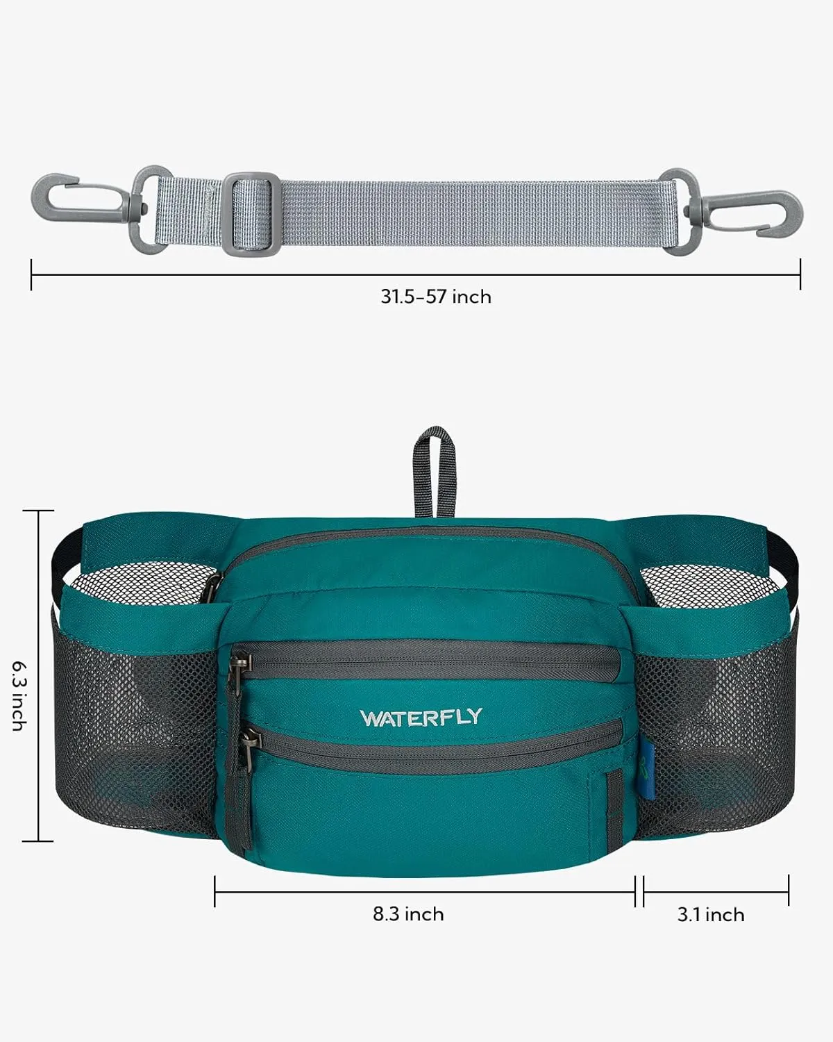 WATERFLY Fanny Pack Waist Bag: Waist Pack for Women Men with Two Water Bottle Holder Hiking Fanny Pack for Running Walking DogWalking Travel Cycling