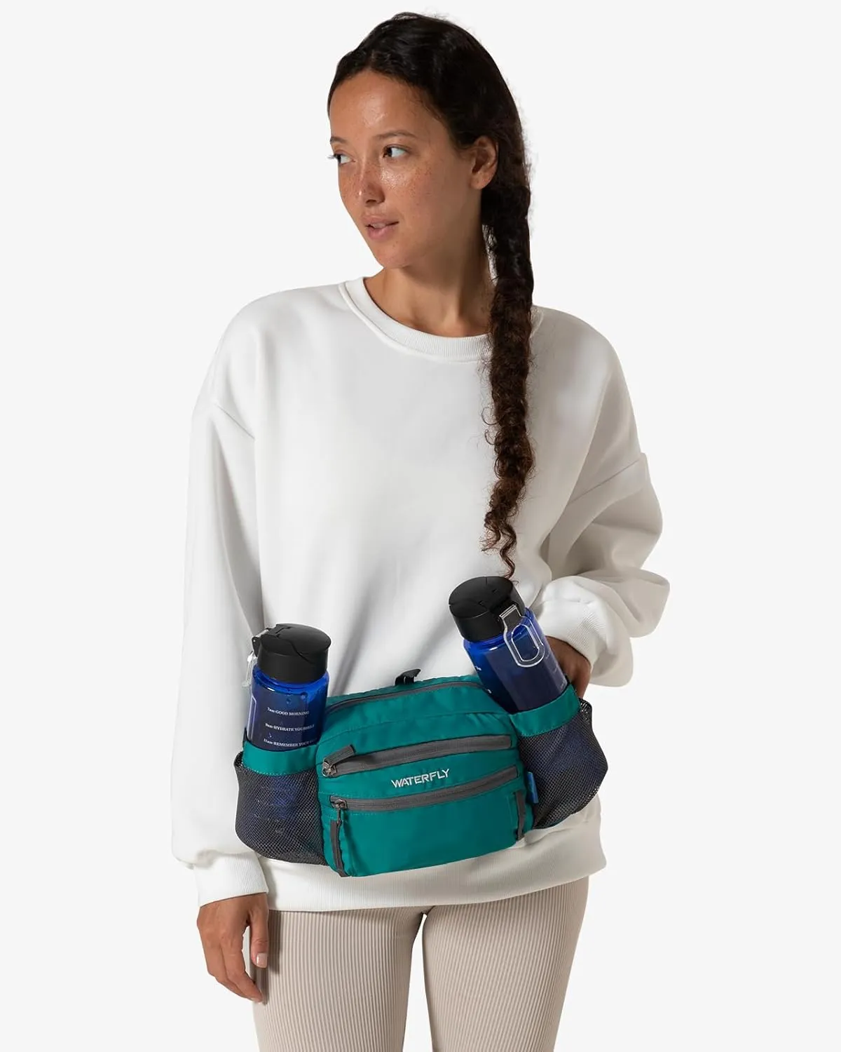 WATERFLY Fanny Pack Waist Bag: Waist Pack for Women Men with Two Water Bottle Holder Hiking Fanny Pack for Running Walking DogWalking Travel Cycling