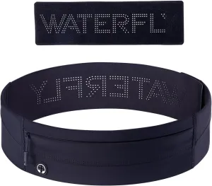 WATERFLY Running Belt Fanny Pack: Slim Elastic Sport Workout Waistband for Men and Women, Jogging Runner Phone Holder Belt, Marathon Jogger Waist Bag