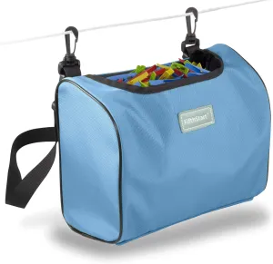Wearable Clothespin Bag with Shoulder & Waist Strap. Double Secure Clips & Clever Quick Dry Mesh Clothes Pins Bag Holder. Clothes Pin Bag That Holds Up To 300 Medium Clothespins (Blue, Open Top)