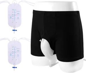 Wearable Urine Bag Male Urinal Bag Incontinence Pants for Men, Reusable Portable Male Collection Bags Urinal System with Collection Bag Portable Leak Proof Leg Pee for Elder (S)