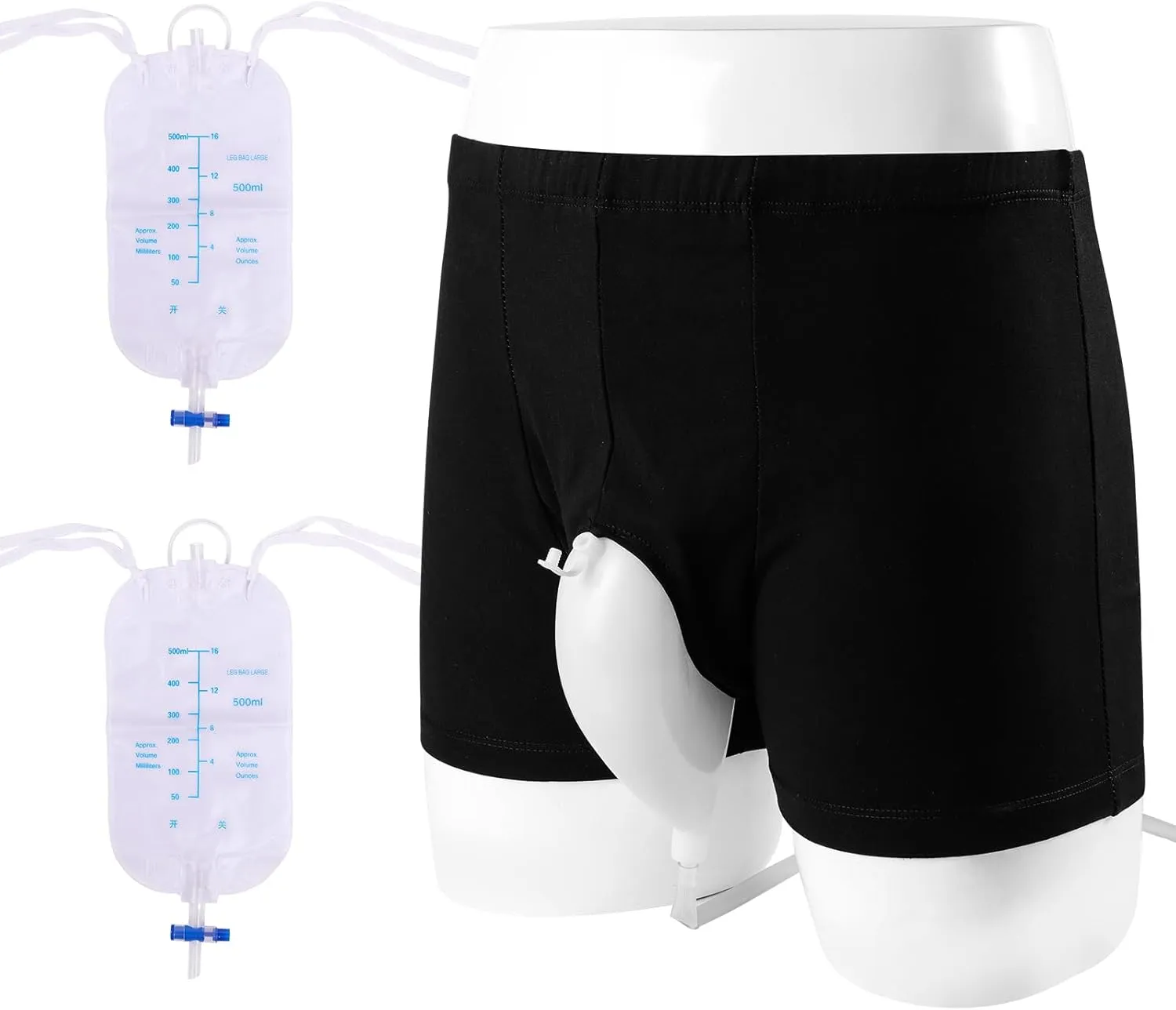 Wearable Urine Bag Male Urinal Bag Incontinence Pants for Men, Reusable Portable Male Collection Bags Urinal System with Collection Bag Portable Leak Proof Leg Pee for Elder (S)