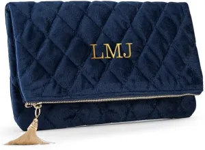 WEDDINGSTAR Custom Embroidered Fold Over Velvet Clutch